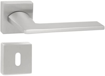 Domino® Deurkrukgarnituur DIANA QR M4 - Satijn Chroom - BB- gladde sleutel met Vierkant Rozette - Deurbeslag van aluminium - Deurklink voor kamerdeur, kantoordeur, kelderdeur en binnendeur