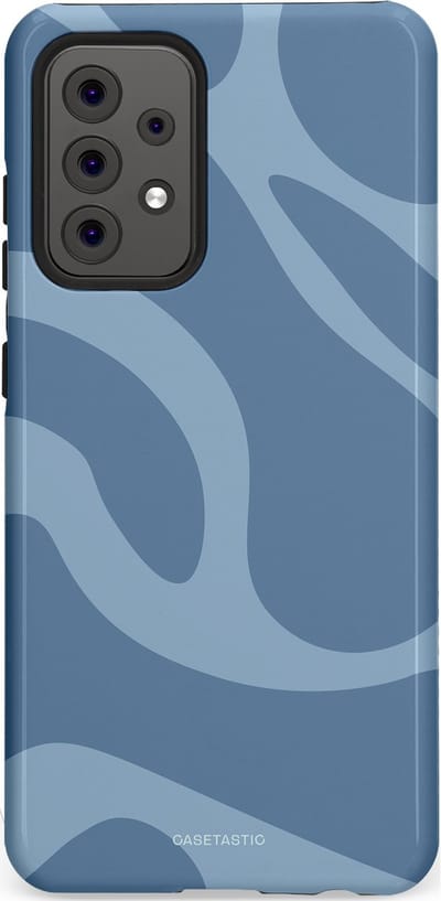 Casetastic hoesje geschikt voor Samsung Galaxy A52 (2021) 5G / Samsung Galaxy A52 (2021) 4G - Dubbellaagse bescherming - Blauwe Water Golven - Fashion Case - Grijs Lichtblauw