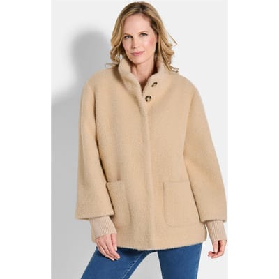 Modieus jack met gebreide manchetten - camel - Gr. 40 van Goldner Fashion