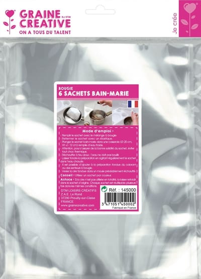 Graine Creative transparante au bain-marie zakjes voor kaarsenwas 6 stuks.