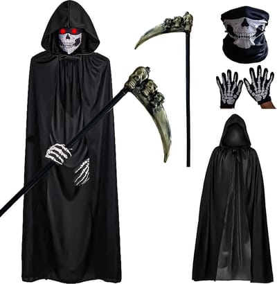 Doodskop Kostuum voor Mannen met Cape en Schedelmasker voor Halloween en Cosplay Feestjes
