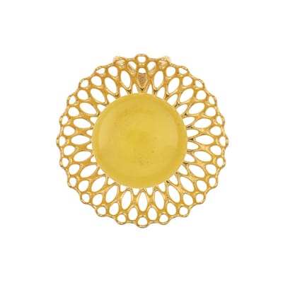 Cavill - Zilveren hanger 925 Sterling zilver verguld - Baltische barnsteen 3,85 ct - ronde cabochon 13 mm - elegant filigraan