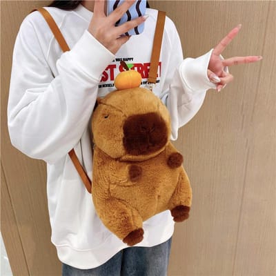 Sac à dos en peluche Capybara Kawaii Mode Peluche Poupée Pendentif en fourrure Sac à bandoulière pour enfants Mini Sac à dos Sacs Cadeaux pour petite amie
