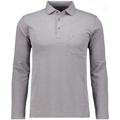 Ragman Polo Soft Knit Long Sleeve Chest Pocket Zilvergrijs / male