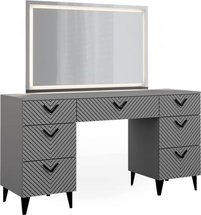 Vicco Anett Kaptafel met licht – 150 cm met LED-spiegel Grijs