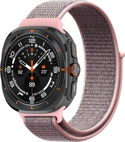 By Qubix - Compatible Samsung bandje - Nylon loop bandje - Roze - Geschikt voor Samsung Galaxy Watch Ultra / Ultra 2 - 47mm