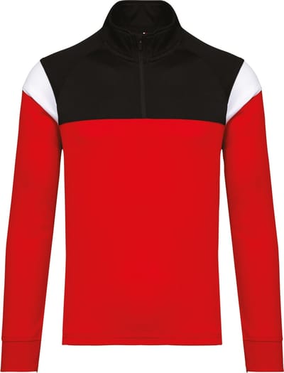 PROACT® Trainingssweater 1/4 rits uniseks PA387 - Sporty Red / Black - L
