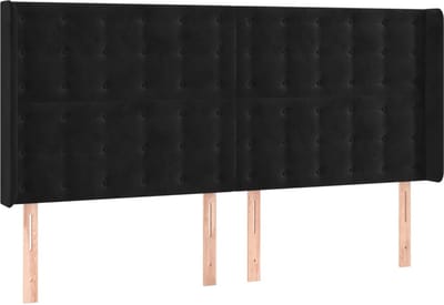 vidaXL - Hoofdbord - met - randen - 183x16x118/128 - cm - fluweel - zwart