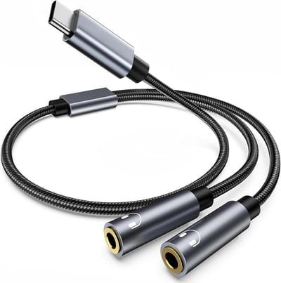 USB C naar 3.5mm Aux Audio Hoofdtelefoon Splitter, 2-in-1 Adapter voor iPhone, iPad en Galaxy Smartphones, Geschikt voor Geluidsoverdracht en Muziekstreaming