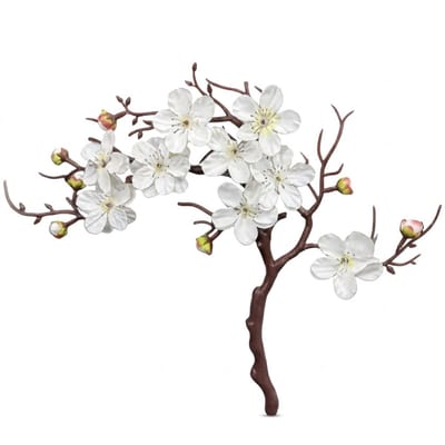 Witte kunstmatige pruimenbloesem tak – nep bloementak voor vaas en tafel decoratie – decoratieve kunstbloemen voor woonkamer, kantoor en bruiloft – elegante bloesem tak voor bloemstukken en interieur