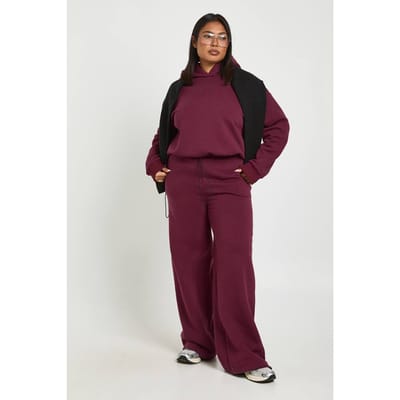 boohoo Dames Plus Toggle Joggers met wijde pijpen | Berry | Maat: 16