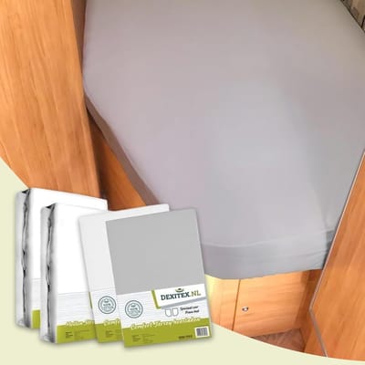 Dexitex Textielpakket Frans bed 2 x Molton / 1 x WIT + 1 x hoeslaken LICHT GRIJS - LINKS