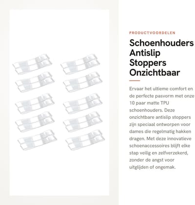 Dailygoods- Schoenhouders 10 paar - Transparante silicone - Antislip - Elastische banden - Voor hoge hakken - Duurzaam - Betrouwbare grip - Schoenstraps