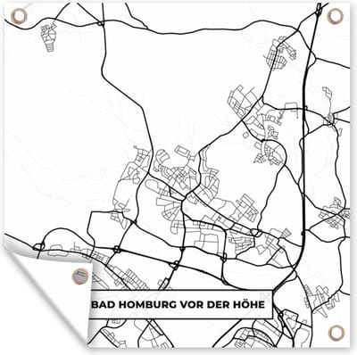 Tuin poster Bad Homburg vor der Höhe - Kaart - Plattegrond - Stadskaart - 200x200 cm - Tuindoek