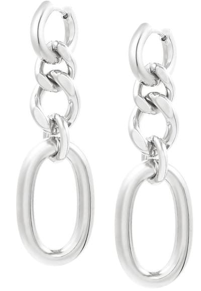 Joy Ibiza - ovale en gourmet schakel oorbellen - klap scharnier sluiting - ear party boho - bohemian style - stainless steel