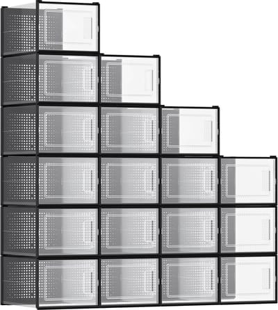SONGMICS - Schoenendoos - Schoenendozen Set - 18 Stuks - Opvouwbaar en Stapelbaar