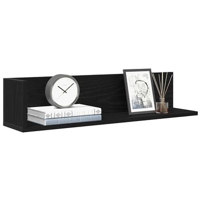 vidaXL - Wandschappen - 2 - st - 75x16,5x16,5 - cm - bewerkt - hout - zwart