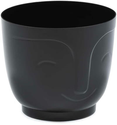 HowHomely Zoe Serie - Bloempot - Zwart - 16x18,5 cm - Decoratief Gezicht