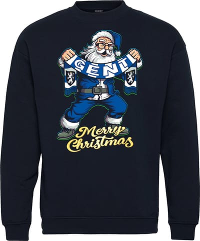 Kersttrui Kerstman Gent | Foute Kersttrui Dames Heren | Kerstcadeau | Gent supporter | Navy | maat XS