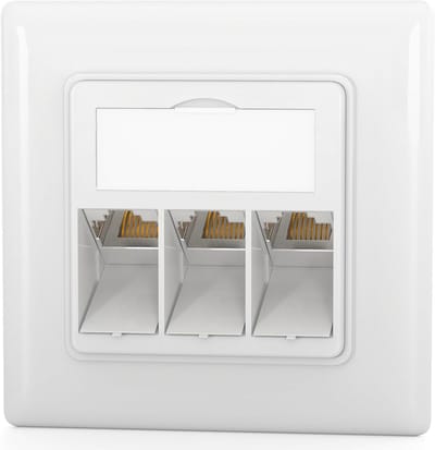 Netwerkcontactdoos Inbouw - RJ45 Aansluiting - Snelle Dataoverdracht - CAT 8 Keurmerk - 3 Poorten - Signaalwit