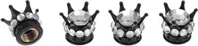 Set van 4 Decoratieve Ventieldoppen voor Auto en Truck - 15mm Stofafdekkers in Zwart en Zilver, Geschikt voor Diverse Voertuigen