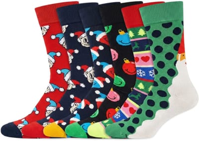 6 Paar – Happy Socks – Dames & Heren – Thema Kerst – Katoen – Maat 41-46