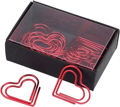 Decoratieve Hartvormige Paperclips in Rood en Goud - 12 Stuks voor Documenten en Boekenmerken, Perfect voor Kantoor en Creatieve Projecten