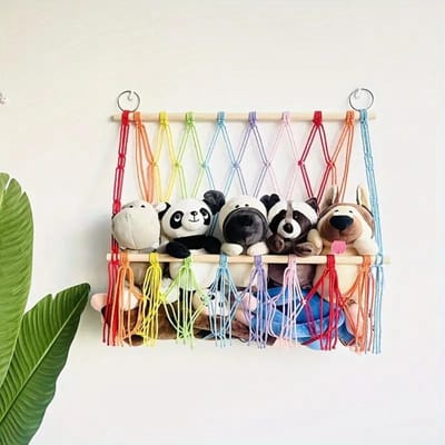 Bovista Knuffel Net - Hangmat - Speelgoed - Opbergsysteem - Hangmat Voor Knuffels - Organizer - Gemengde Kleuren - Twee Lagen
