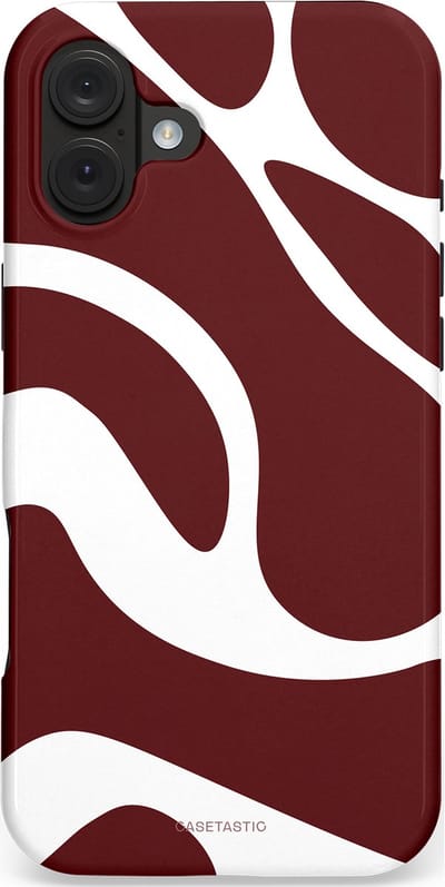 Casetastic hoesje geschikt voor Apple iPhone 16 Plus - MagSafe - Dubbellaagse bescherming - Bordeaux Swirl - Fashion Case - Bordeaux Wit