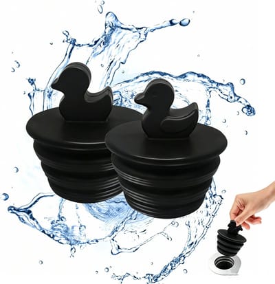 Siliconen Afvoerstop - Universele Badkamer -Badstop - Badkuipstop badkamergootsteenafvoeren - Wastafel afvoerstop - Bidet afvoerplug 40 mm - 2stuks - zwart