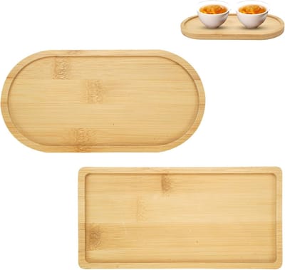 Houten dienbladen set van 2, decoratief en multifunctioneel, ideaal voor brood, desserts en koekjes
