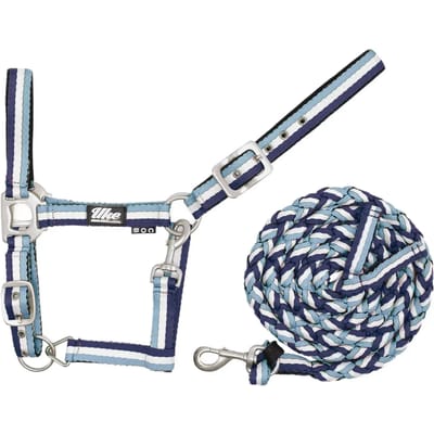 Nylon halster voor paard met leer en lijn Supreme
