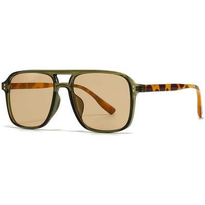 Nieuwe Moderne Retro Vierkante Dubbele Brug Zonnebril Ins Stijl Straatmode UV Bescherming 22003 beige