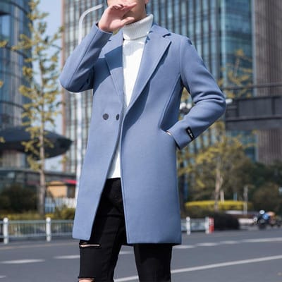 Trenchcoat Heren Medium en Lang Koreaanse Versie van Jeugd Slim-fit Casual Wollen Jas Herfst en Winter Heren Wollen Jas 4XL gray