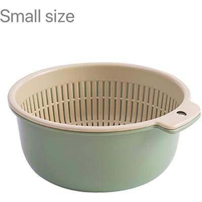 Lot de 2 ou 6 paniers de rangement rotatifs à double couche pour le lavage des légumes et des fruits beige