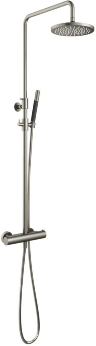 Hotbath Cobber - Stortdoucheset - 200 mm Hoofddouche - 360 mm Hartafstand - Glijstang - Staafmodel Handdouche - Geborsteld Nikkel - Opbouw - 1/2 Inch Aansluiting - V02