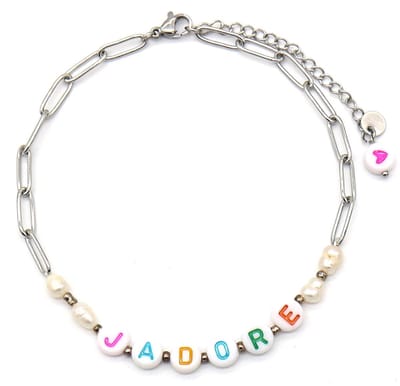 Enkelbandje J’adore - RVS - Anklet - Lengte Verstelbaar 22-27 cm - Zilverkleurig