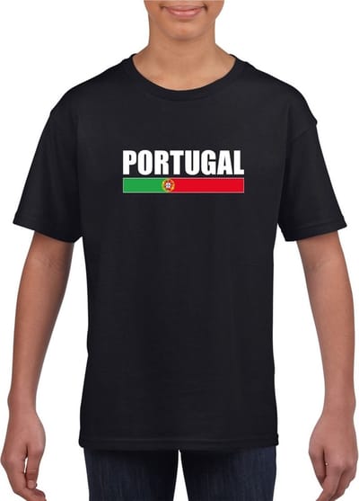 Zwart Portugal supporter t-shirt voor heren - Portugese vlag shirts 110/116