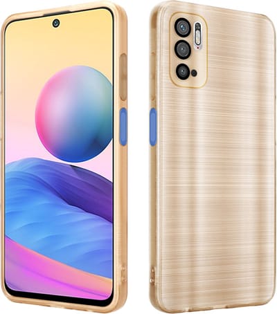 Cadorabo Hoesje geschikt voor Xiaomi RedMi NOTE 10 5G / POCO M3 PRO 5G in Brushed Goud - Beschermhoes Case Cover van flexibel TPU silicone in Brushed design