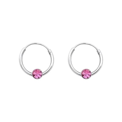 Aramat Jewels | Oorringen | Zilveren Kinder Oorringen Kristal – 10mm 925 Zilver Transparant & Roze | Transparant | |10mm | Zilver | Kinderen, Volwassenen | Verkleurd niet