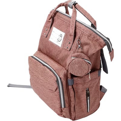 Sac à Dos à Couches Grande Capacité Imperméable Multi-Poches Sac de Maman de Voyage pour Extérieur Rose Tissu Oxford gray