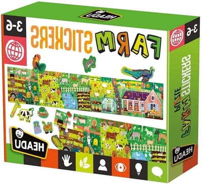 Headu Puzzel + sticker The Farm Een lange puzzel om te voltooien met de stickers Mu24926 educatief spel voor kinderen van 3-6 jaar, gemaakt in Italië