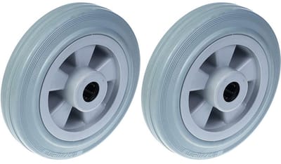 Wiel van 160 mm (6 inch) met grijze rubberen band en kunststof hart, draagvermogen 270 kg, set van 2