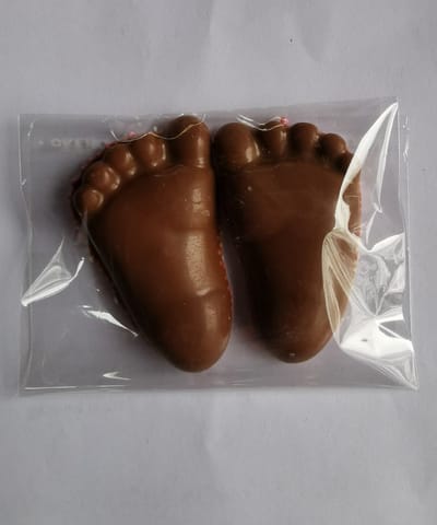 Roze chocolade voetjes - roze musketmuisjes voor babyshower - 25 sets