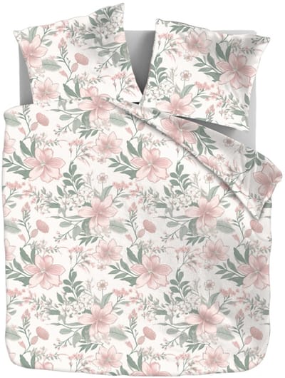 Dekbed-Discounter - Fresh and Co Dekbedovertrek 140 x 200/220 cm - Korte instopstrook - Wasbaar op 40 graden - Inclusief 1 kussensloop - Pink Blossom