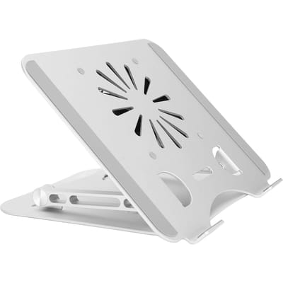 Support de refroidissement pour ordinateur portable 17 pouces en alliage d'aluminium, pliable et portable, avec ventilateur USB white