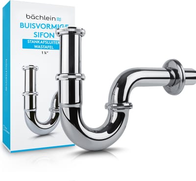 Bächlein universele sifon voor wastafel & wastafel - afvoerplug exact - stankafsluiter incl. rubber manchet + montagehandleiding - buisvormige sifon afvoerplug