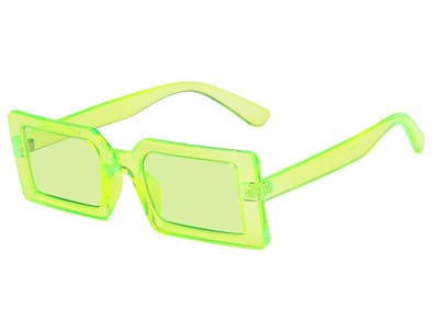 Vierkante Dames Zonnebril Vintage - Fluo Groen - Groene Glazen