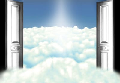 Fotobehang Sky Clouds Doors | XL - 208cm x 146cm | 130g/m2 Vlies