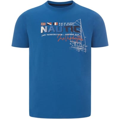 Jan Vanderstorm herren T-Shirt - 56/58 - blauw - Plus Size